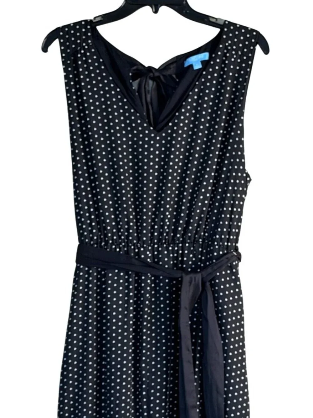 Draper James Women's Polka Dot Maxi Dress Black White Bow Size Large